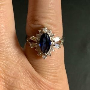 Blue Marquis CZ ring, size 6. (JW057)